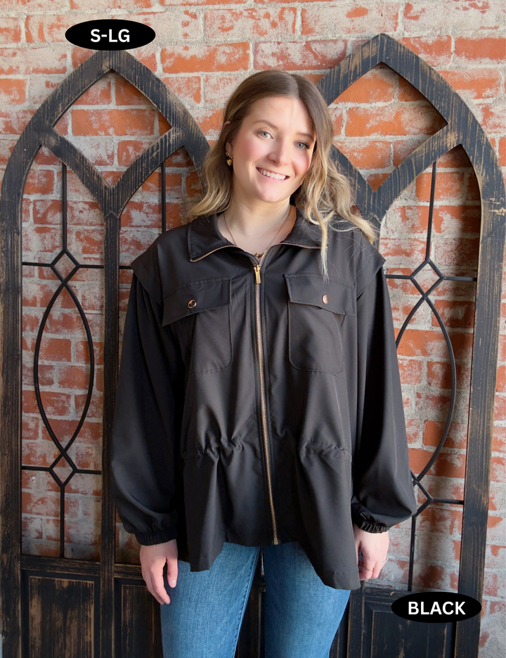 Just Go With It Spring Jacket- Black& Navy