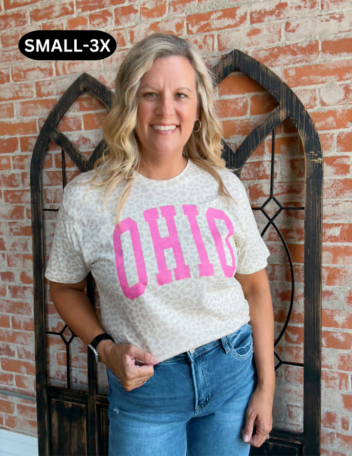 Girly Pink Leopard Graphic Tee
