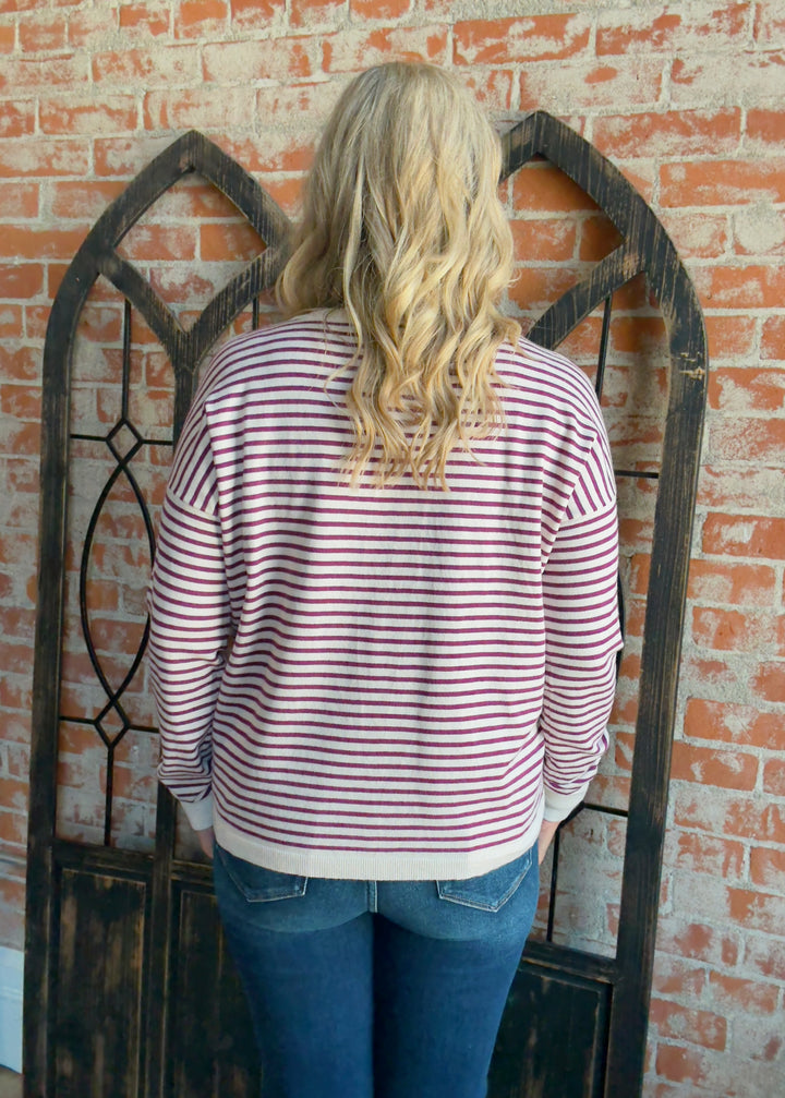 Get It Striped Sweater-Magenta