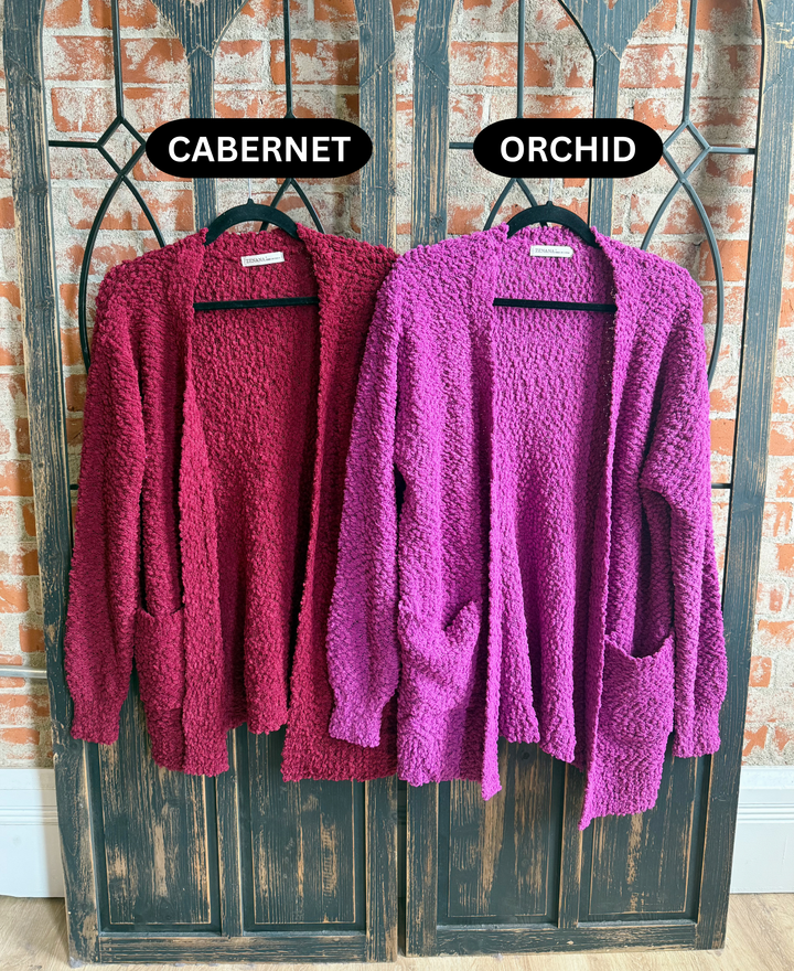 Wrap Me In Warmth Popcorn Cardigan-Purple/Red Tones