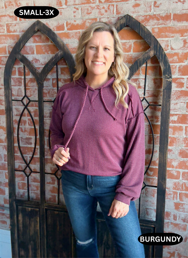 Keep It Goin' Ribbed Hoodie-2 Colors