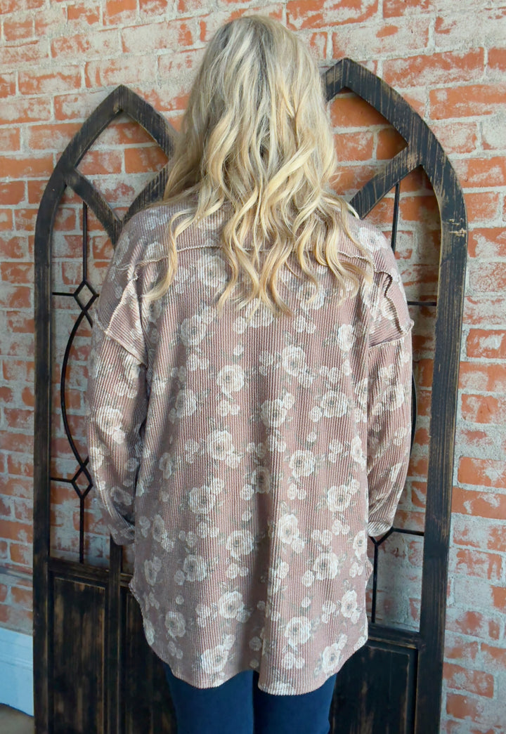 All Or Nothing Floral Ribbed Shacket