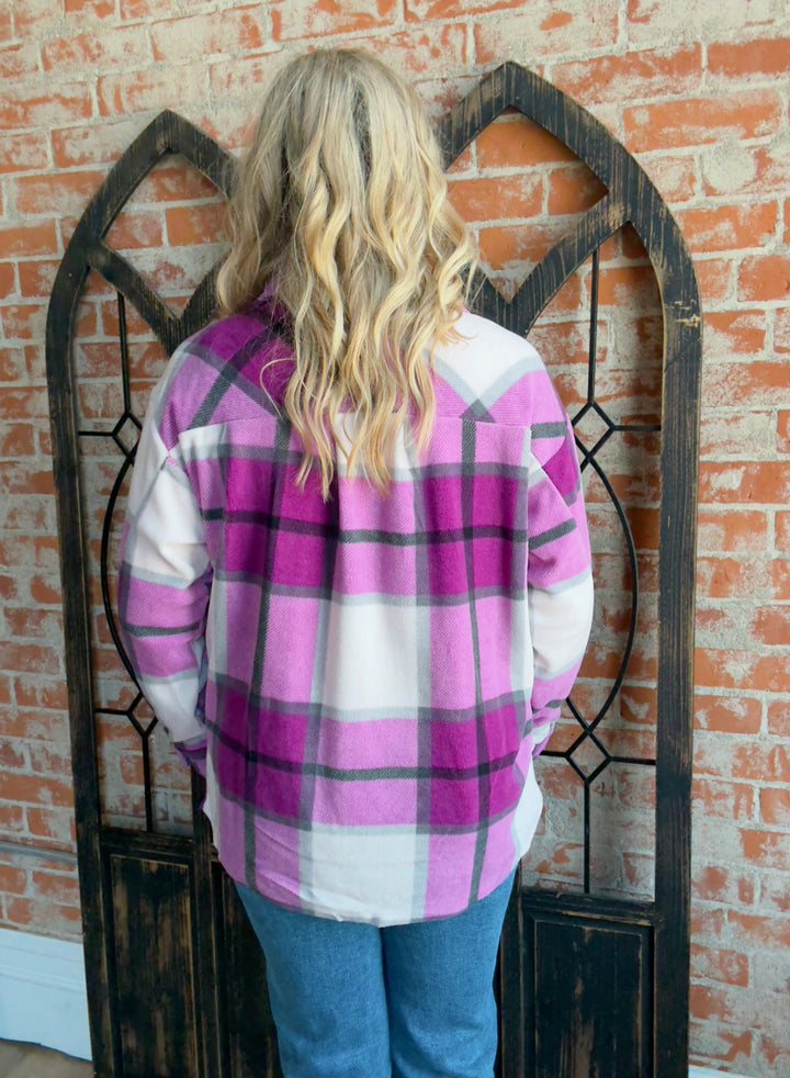 Keep It Cozy Fleece Shacket-Orchid