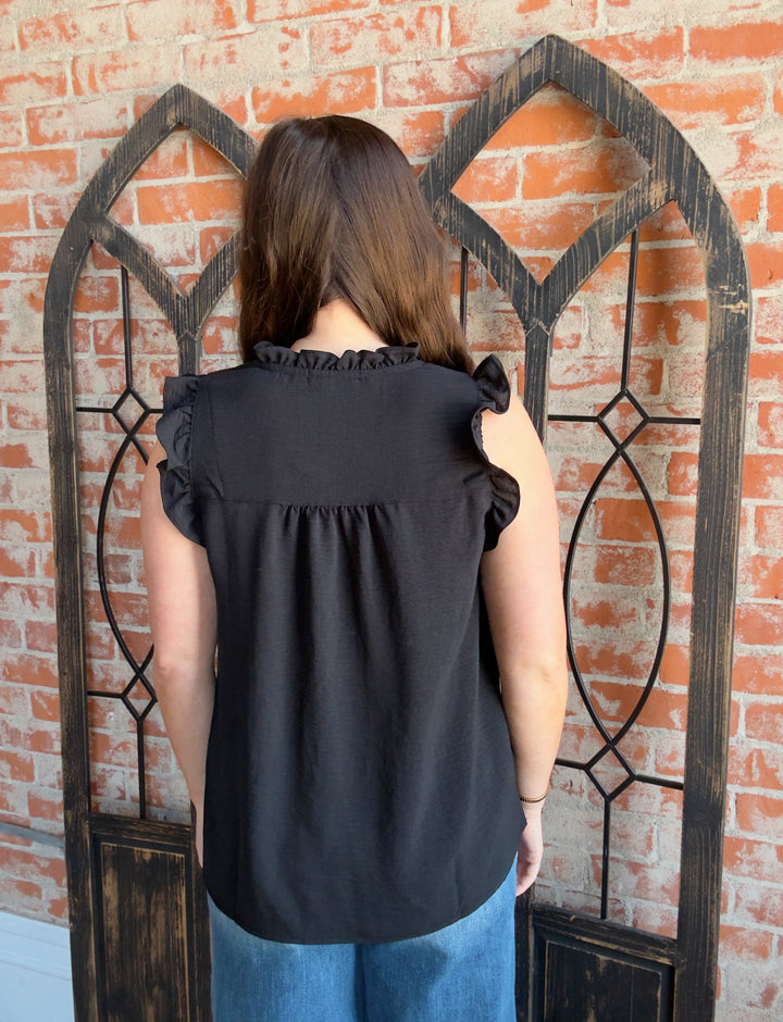 Keeping Things Professional Tank Blouse-Black
