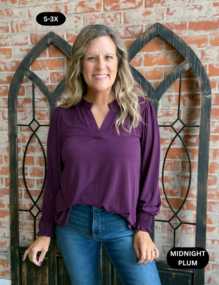 Feeling Qualified Smocked Sleeve Blouse-2 Colors
