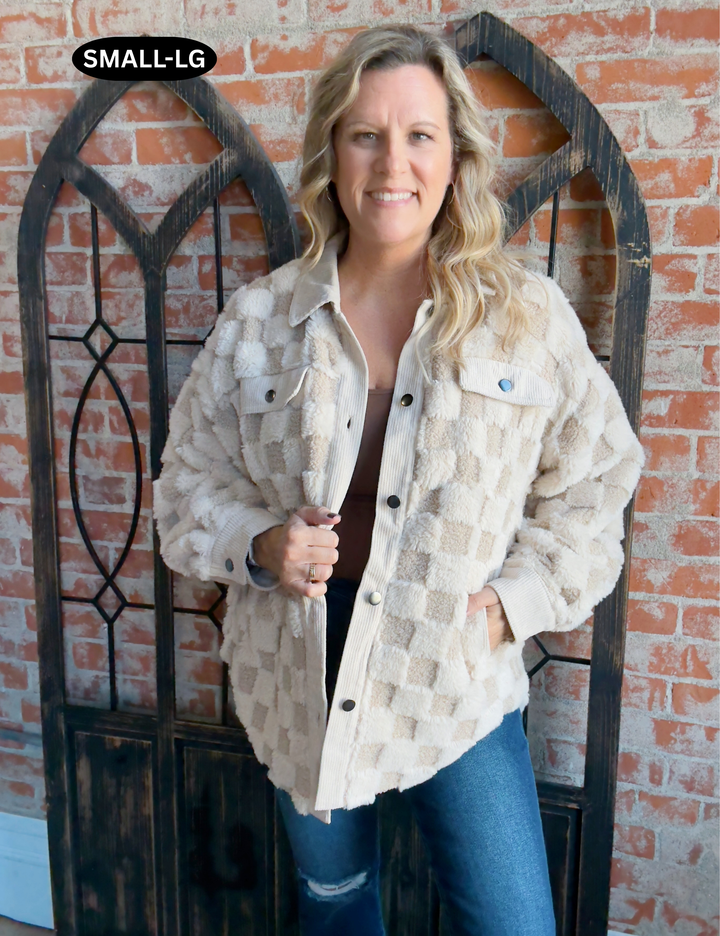 Rub Me The Right Way Sherpa Checkered Jacket