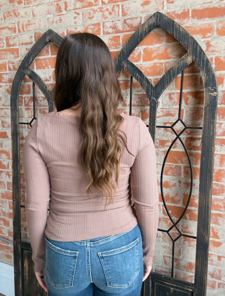Be Waiting For You Lace Trim Long Sleeve