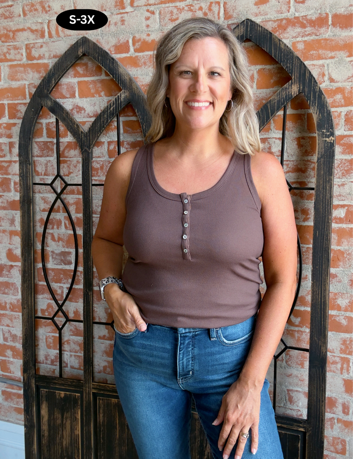 In The Knick Of Time Henley Tanks-Brown