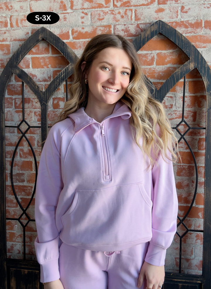 Comes Naturally Basic Scuba Zip Hoodie-Blossom