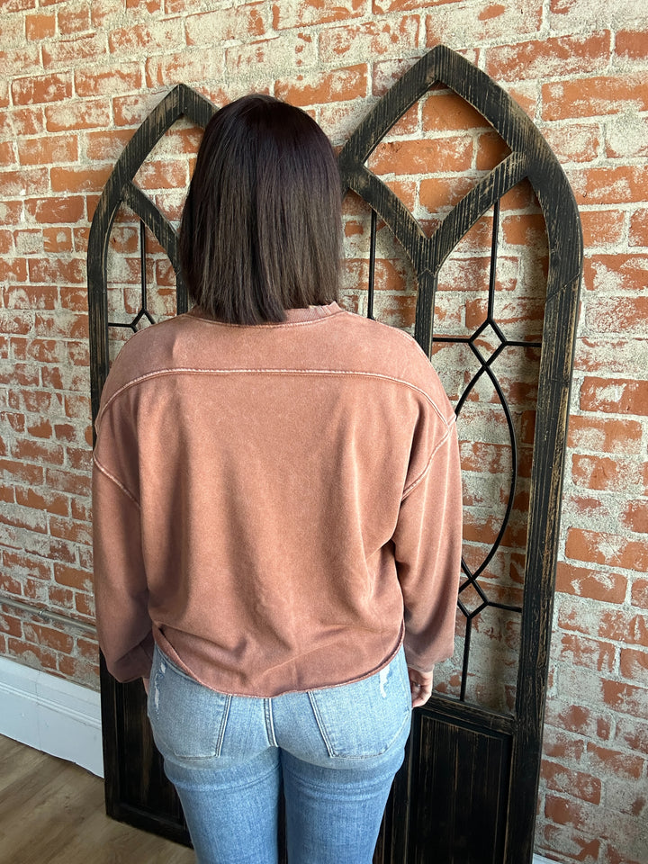 Let's Get It Cropped Long Sleeve-Chestnut