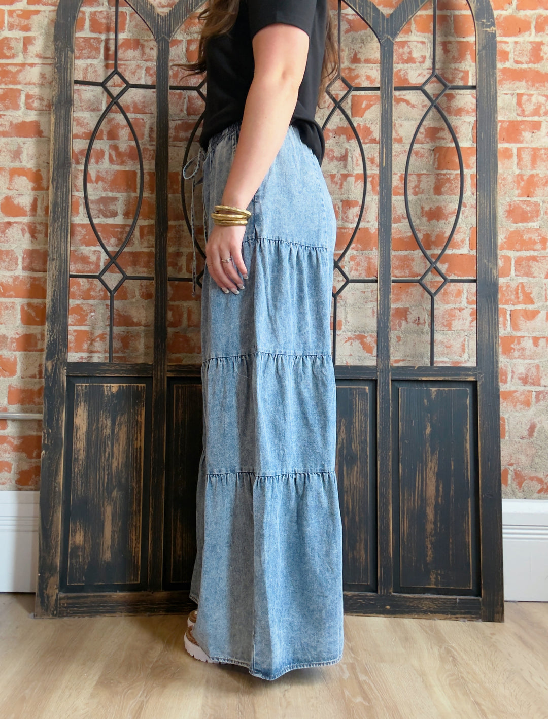 Ya That's Me Tiered Denim Pant
