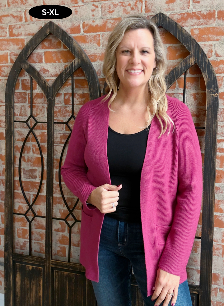 I'll Be That Friend Cardigan-Magenta