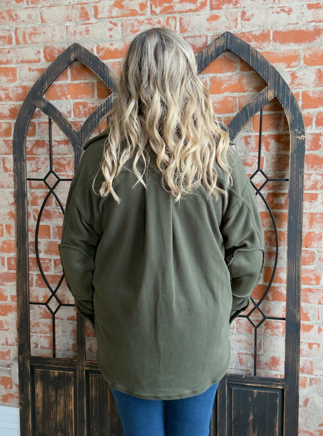 Feelin' Cozy Fleece Shacket-Olive
