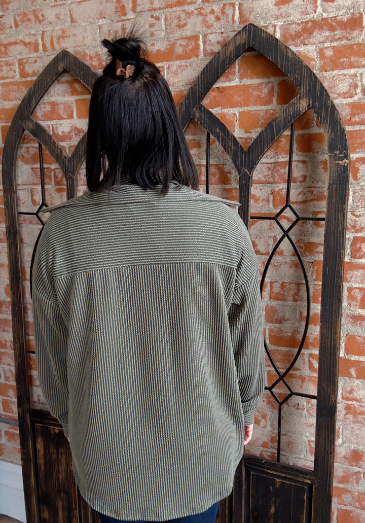 Always #1 Ribbed Shacket-Olive