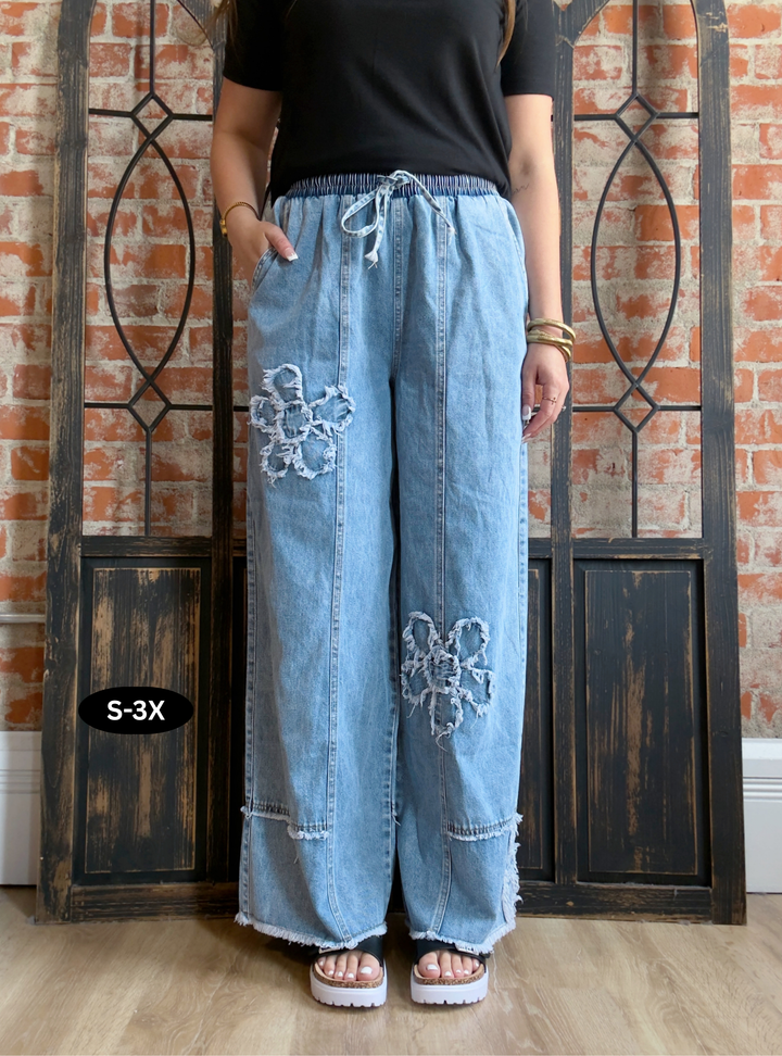 Make A Statement Embroidered Floral Knit Jean