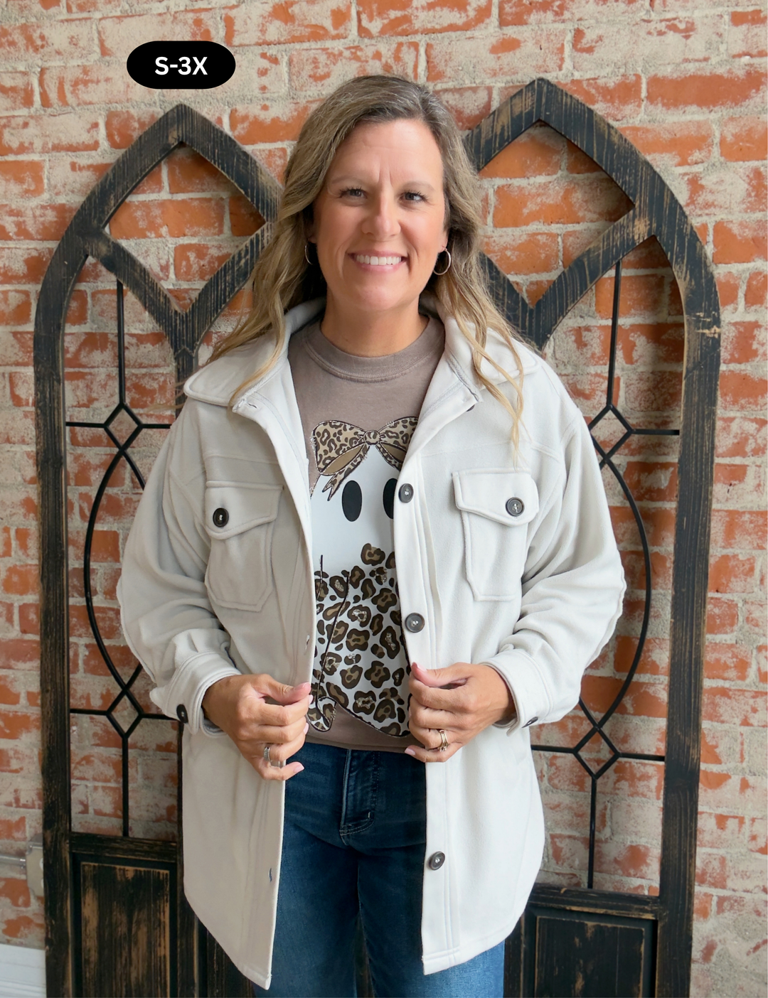 Feelin' Cozy Fleece Shacket-Bone