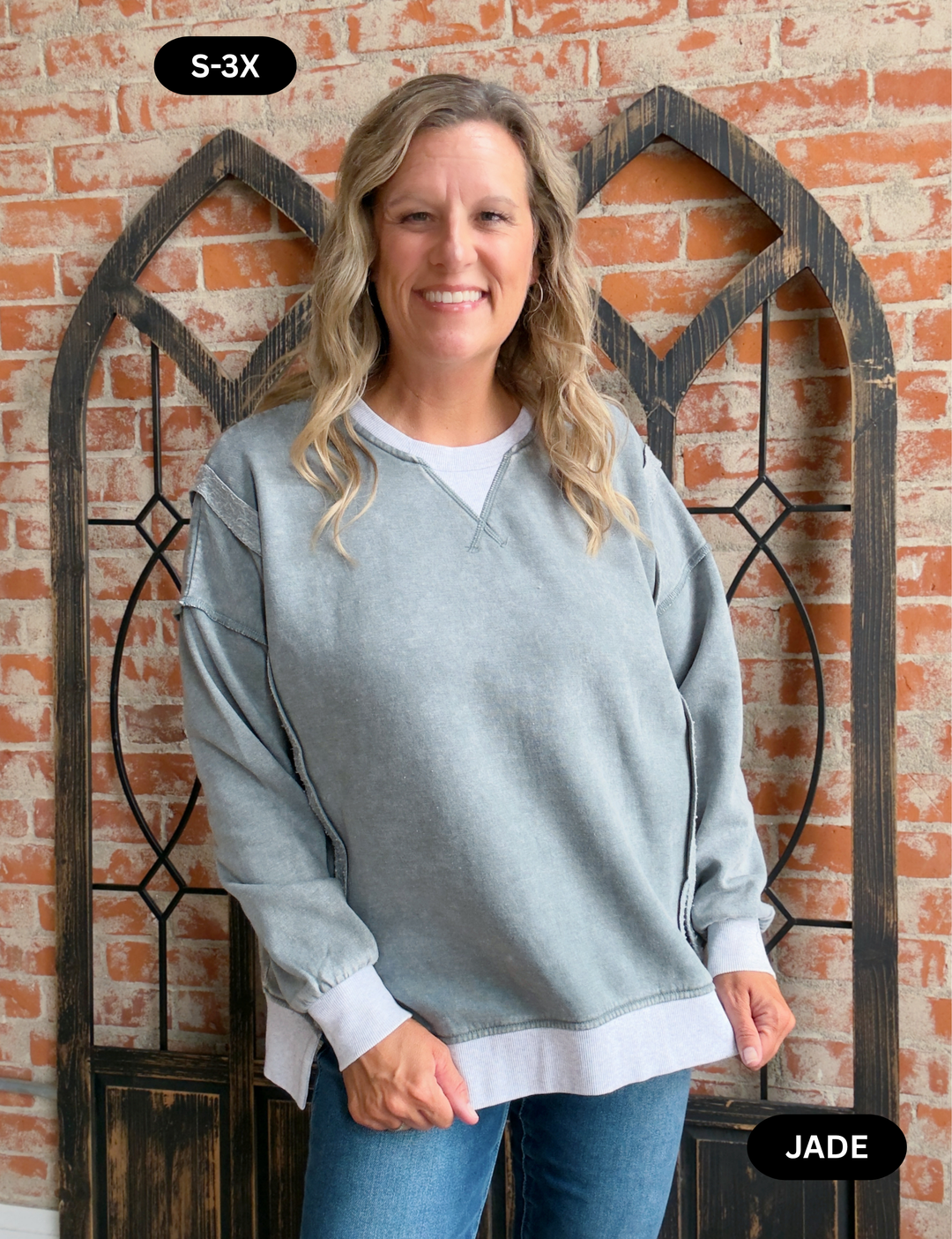 My Saturday In Burnout Fleece Crewneck-Green Tones