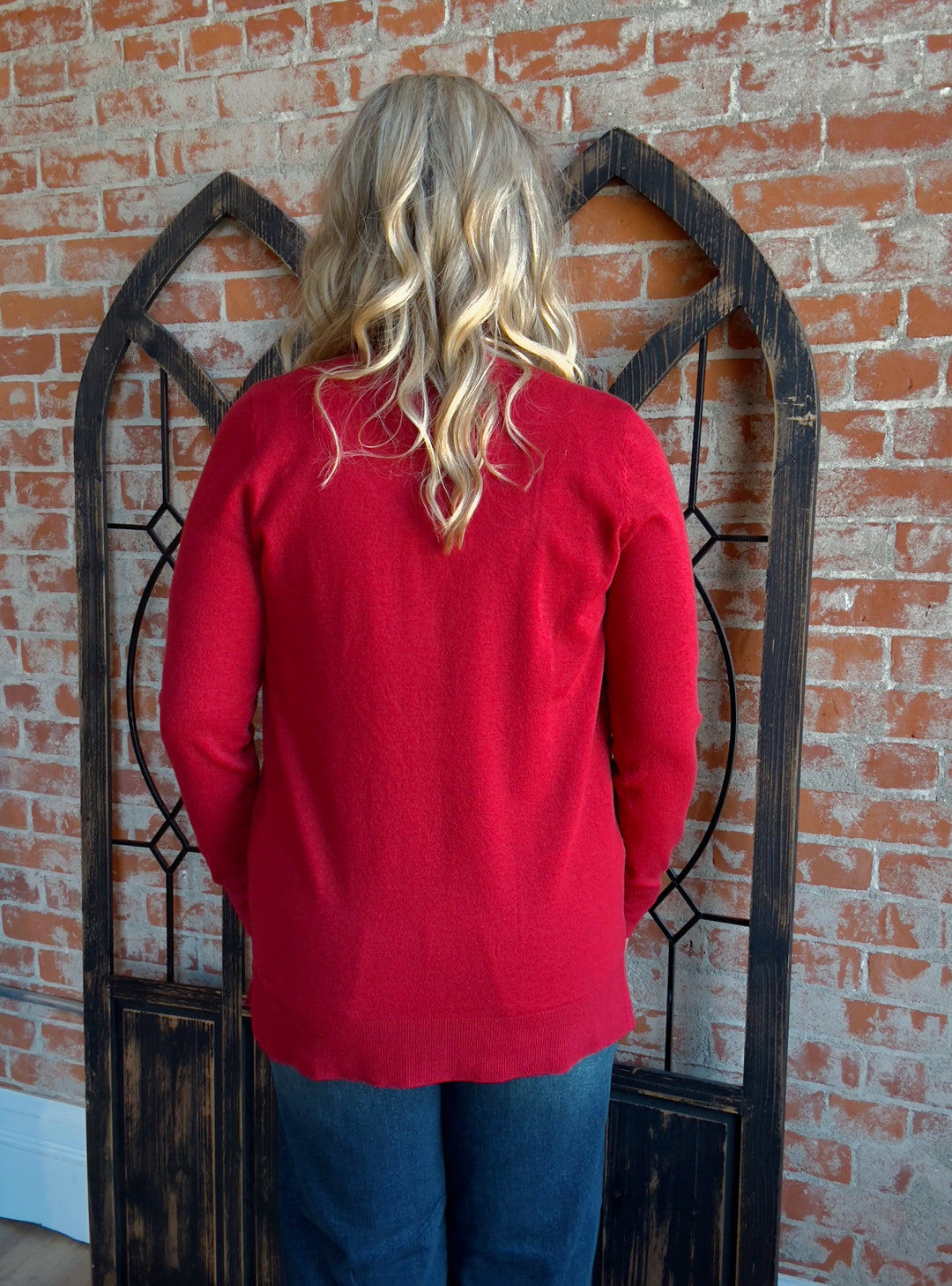 I'll Be There Cardigan-Red