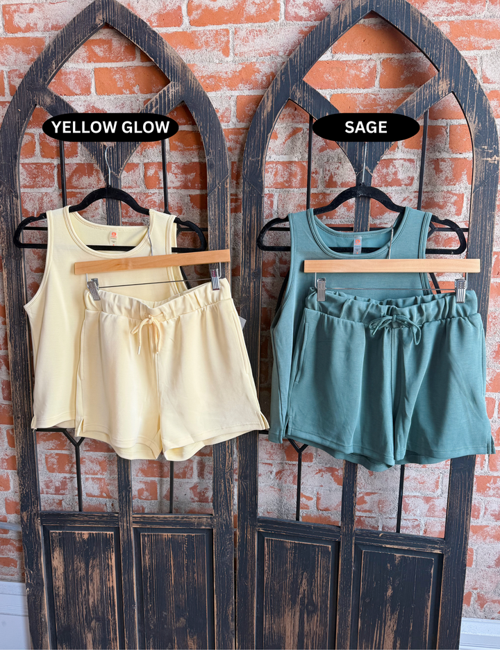 Keep It Chill Scuba Tank/Short Set-Green & Yellow