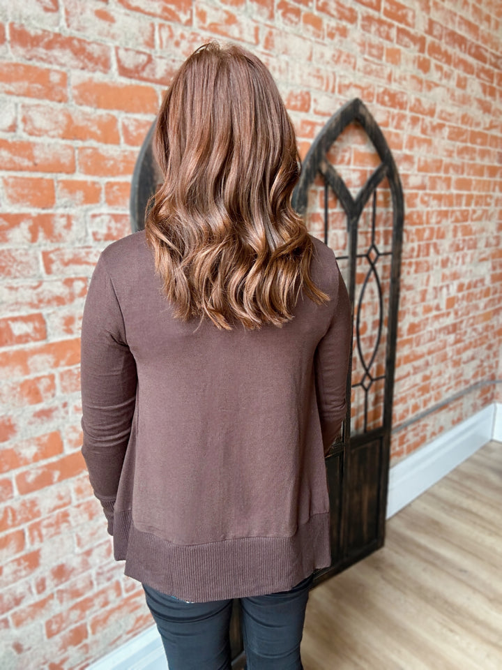 Best Selling Button Cardigan-Americano Brown