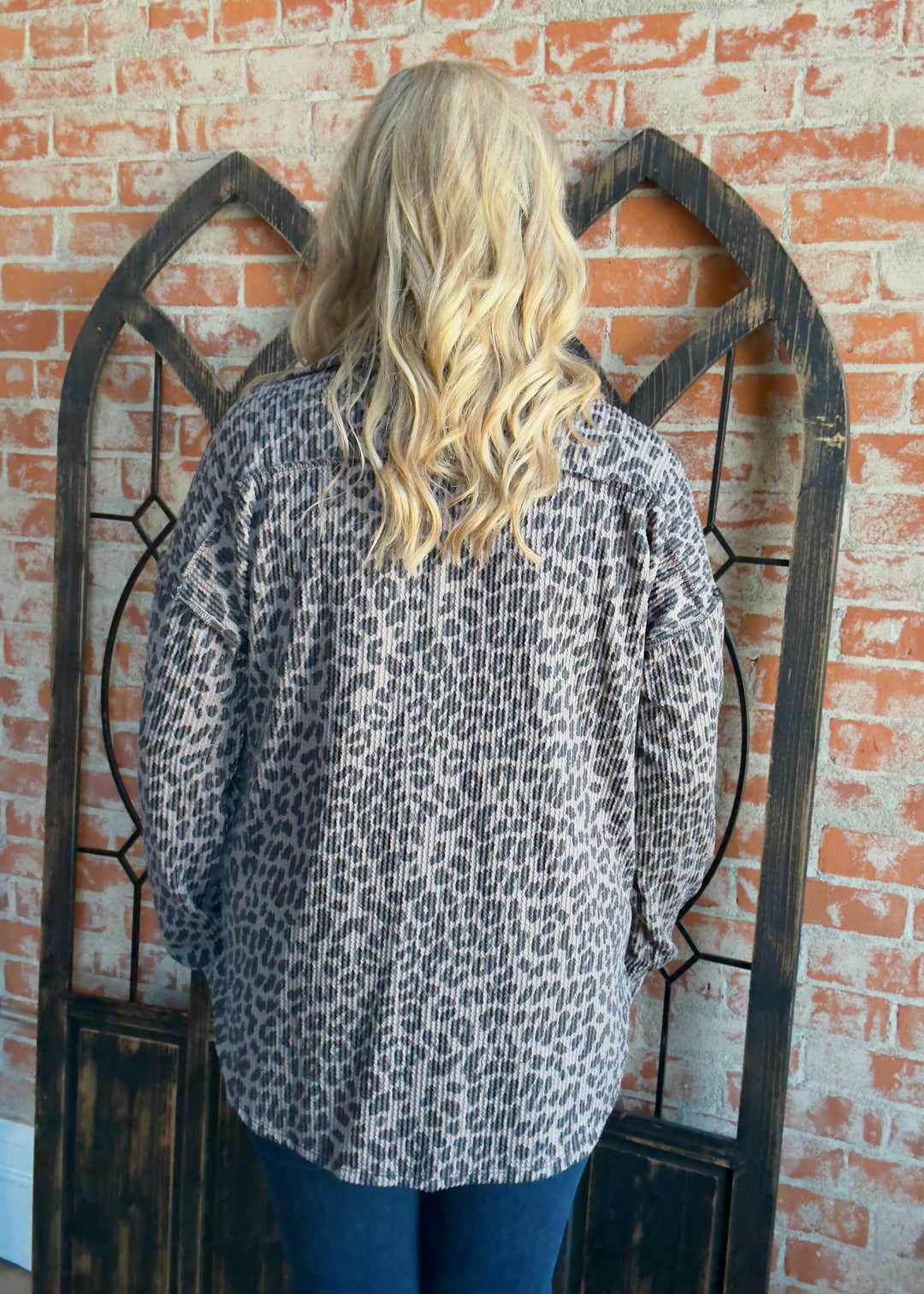 Quick To React Leopard Ribbed Shacket