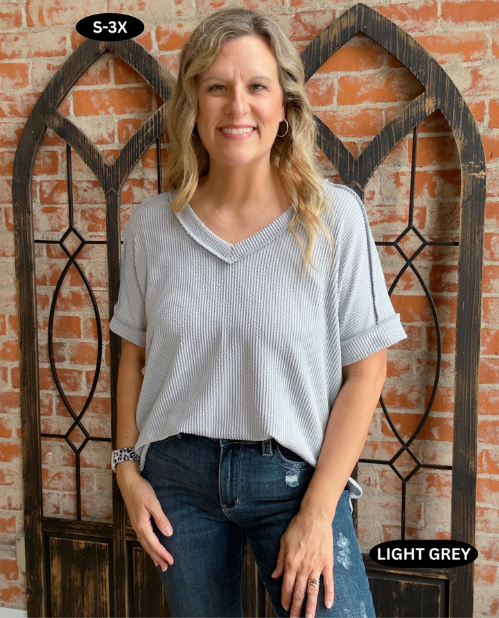 Just What You Need Ribbed Tee-Neutral Tones
