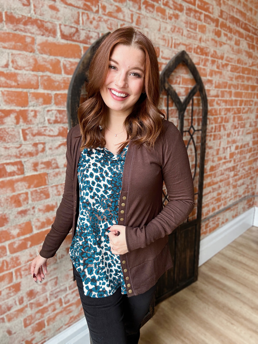 Best Selling Button Cardigan-Americano Brown