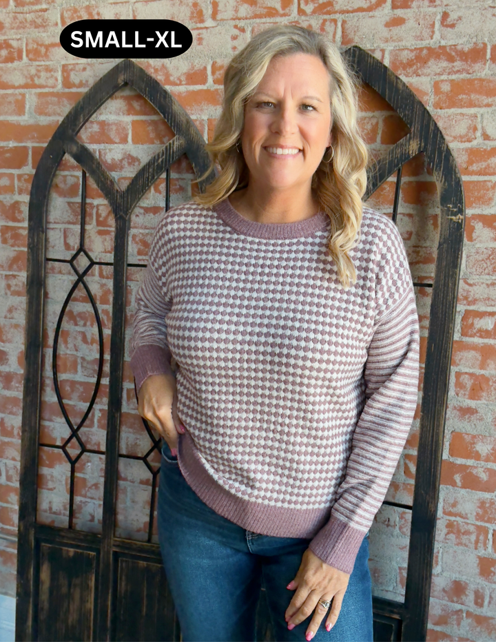On My Terms Checkered Sweater