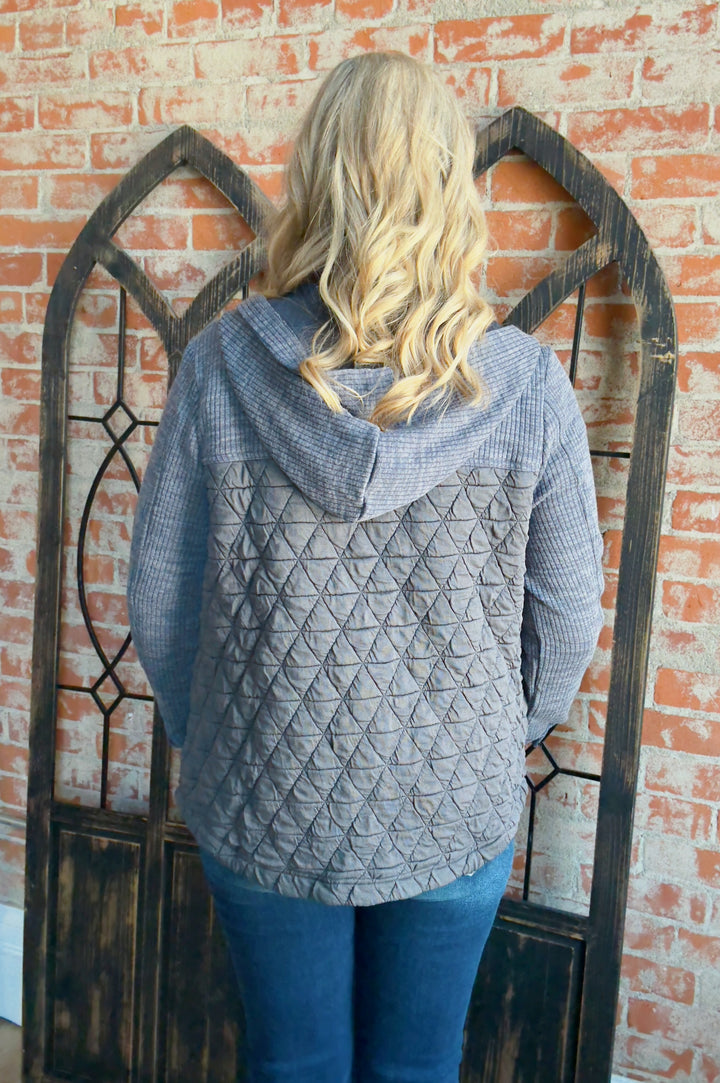 Give It Your All Quilted Shacket-Charcoal