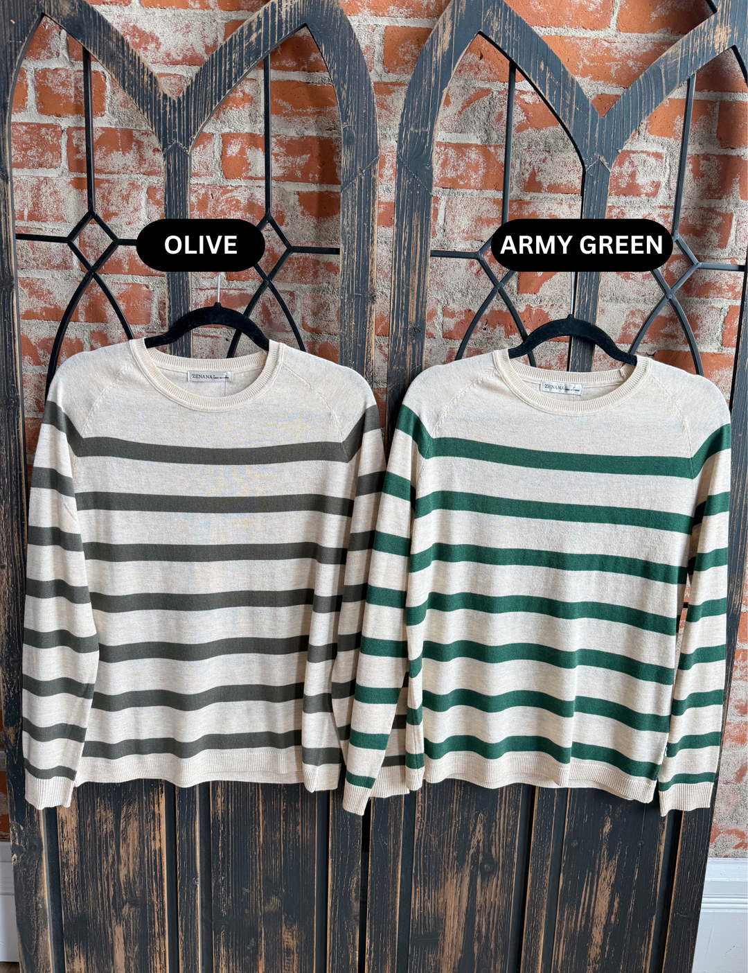 It's All Me Striped Sweater-Green Tones