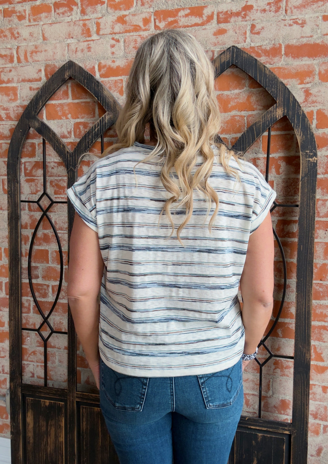 What I Want Striped Tee-Blue