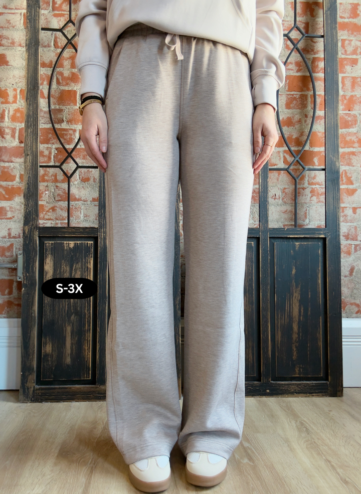 No Stress Basic Scuba Pant-Heathered Taupe