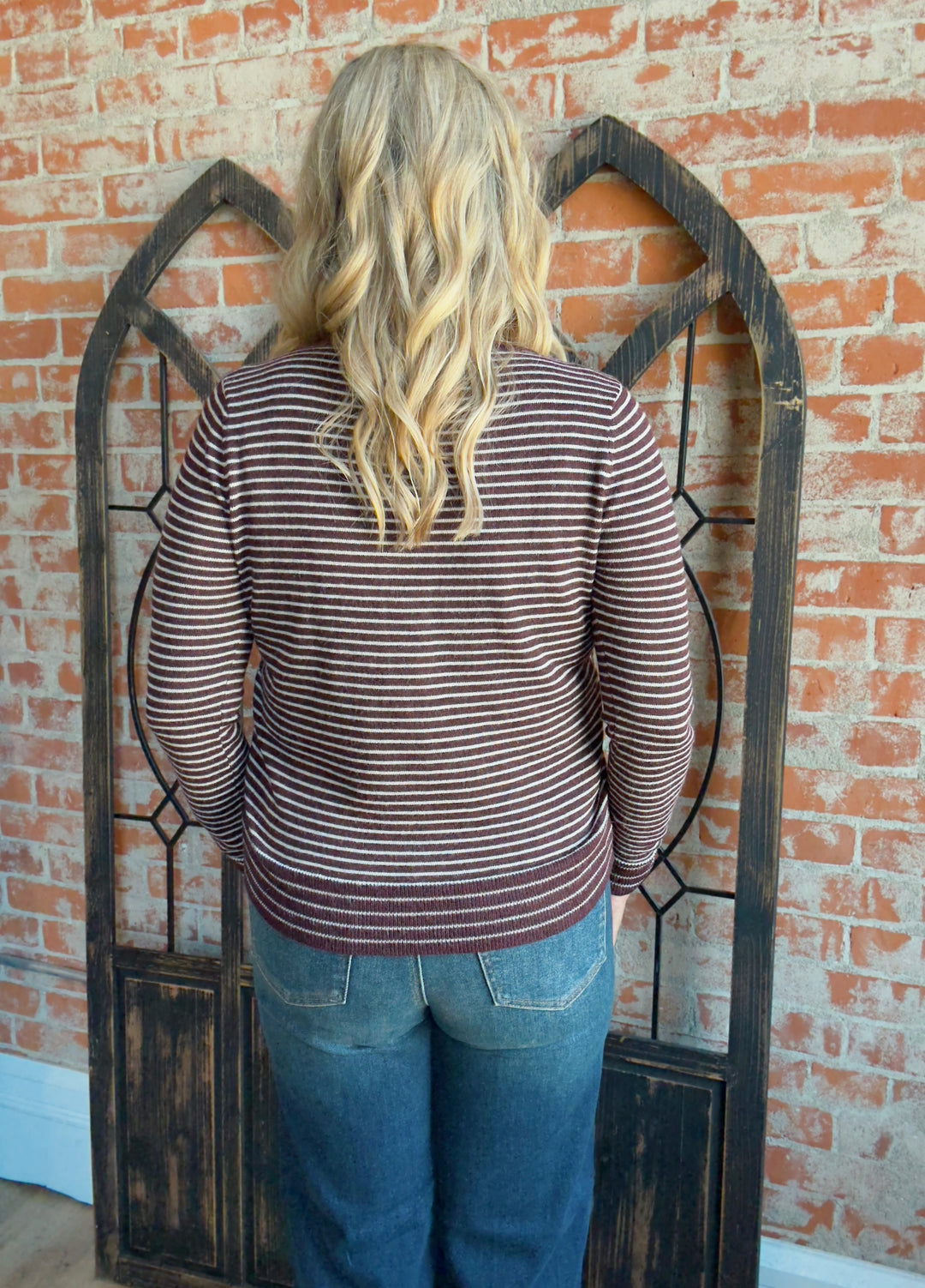 At The Right Time Striped Sweater-Dark Plum
