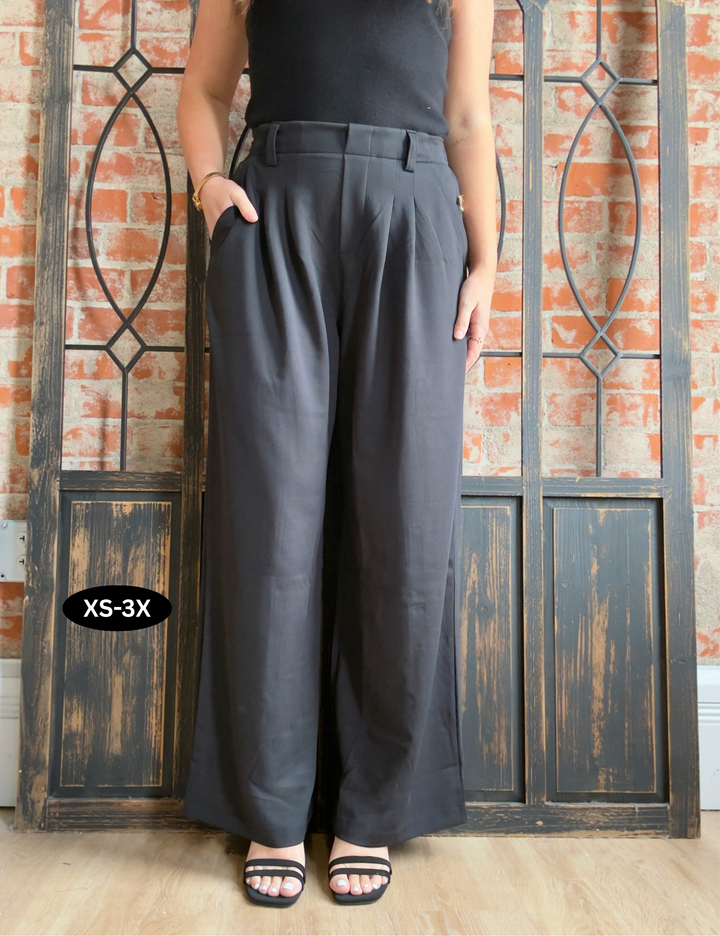 Poised Waffle Knit Business Pant-Black