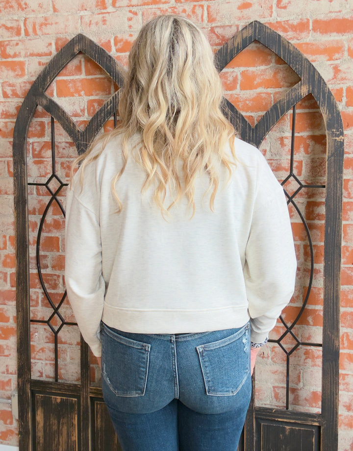Put It On My Tab Cropped Scuba Half Zip-Vanilla