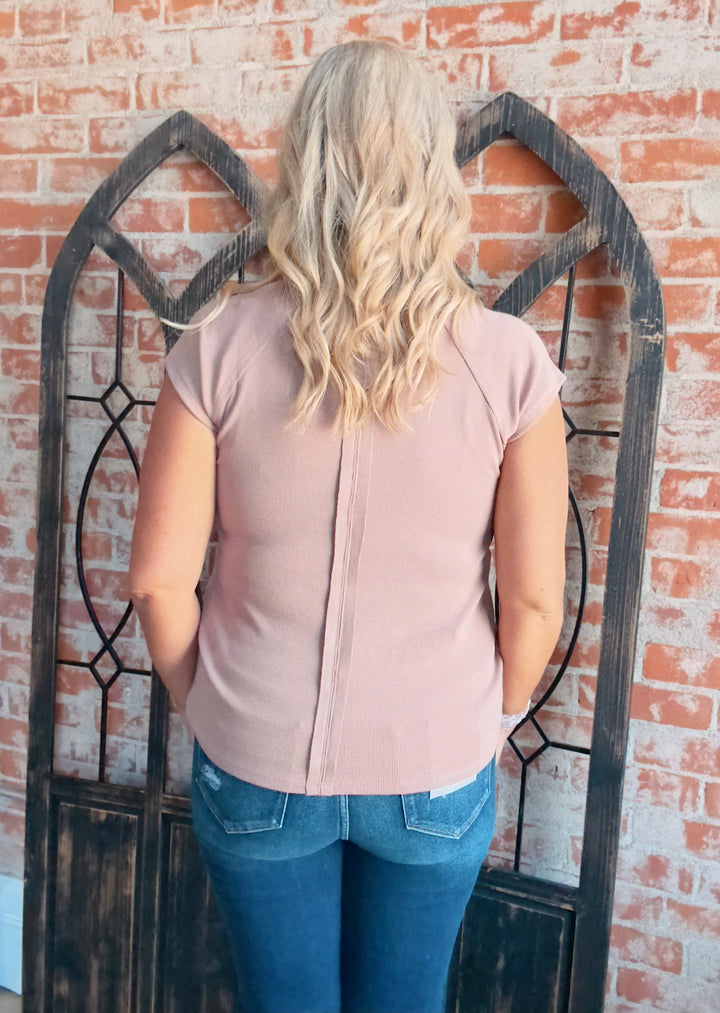 Let's Layer Ribbed Tee-Mocha