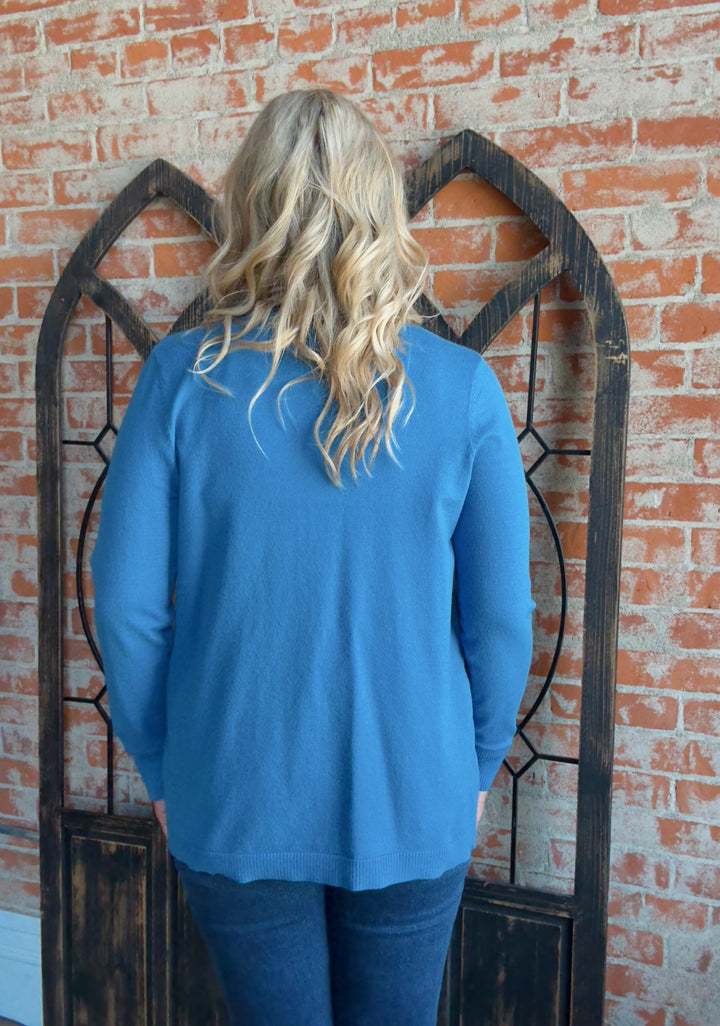 All That I Am Pocket Cardigan-Blue Jay