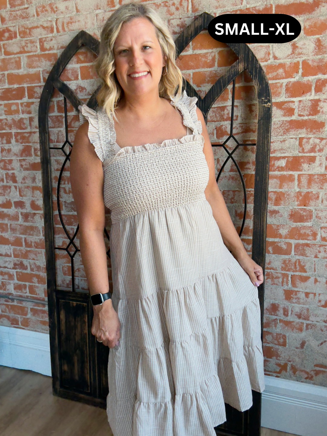 Makes Me Feel Special Striped Dress-Taupe