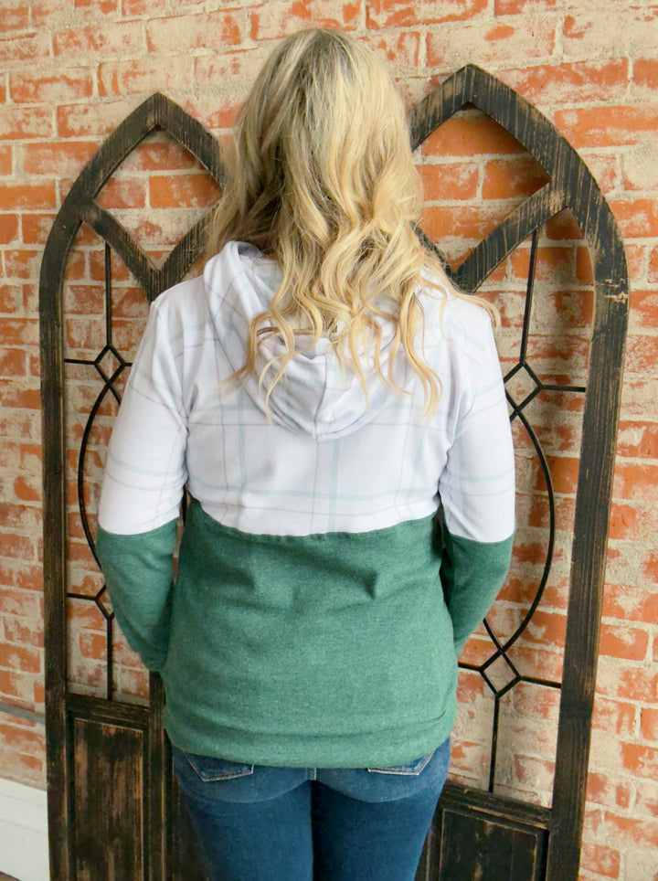 Full Of Cheer Plaid Color Block Hoodie