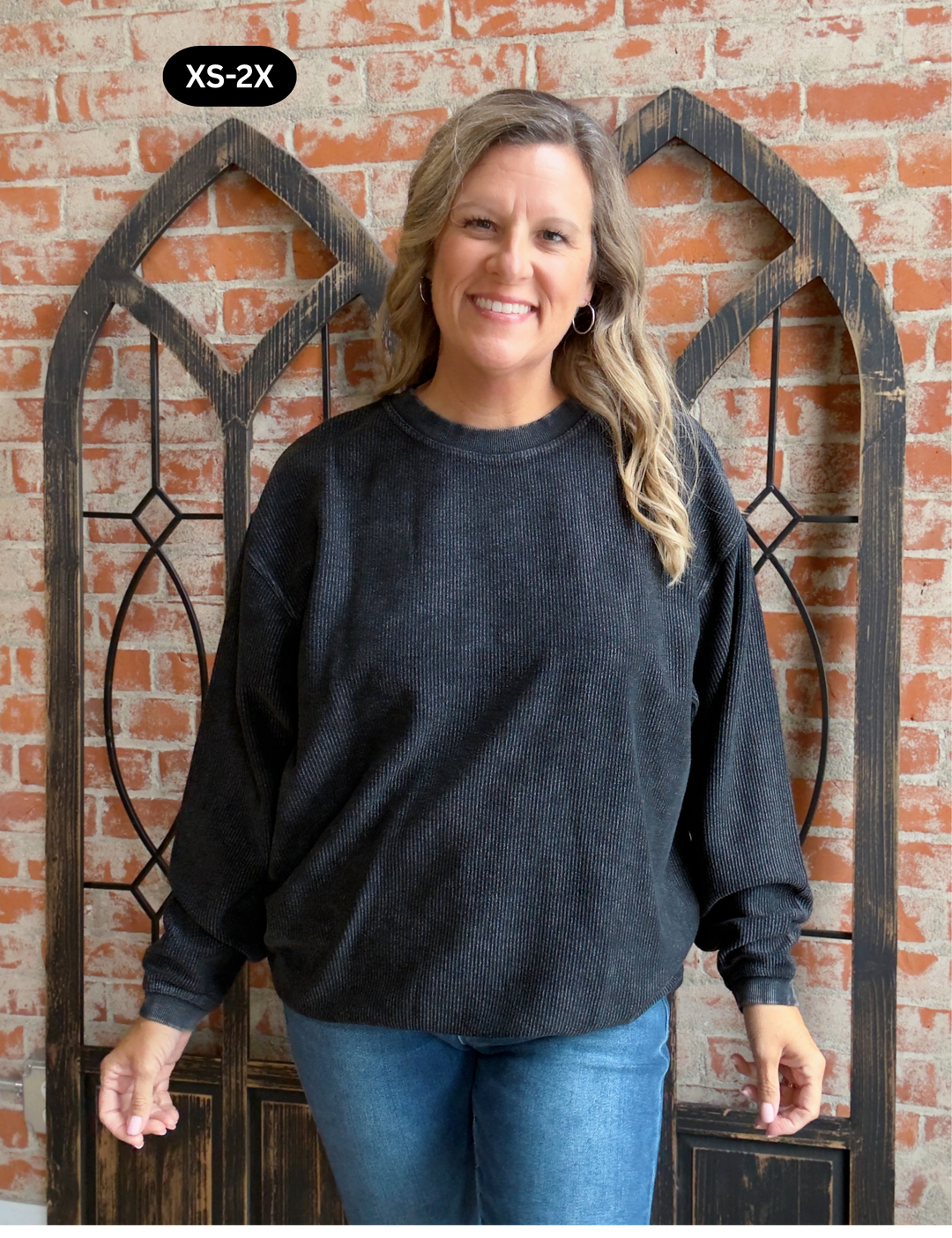Addicted Corded Crewneck- Black