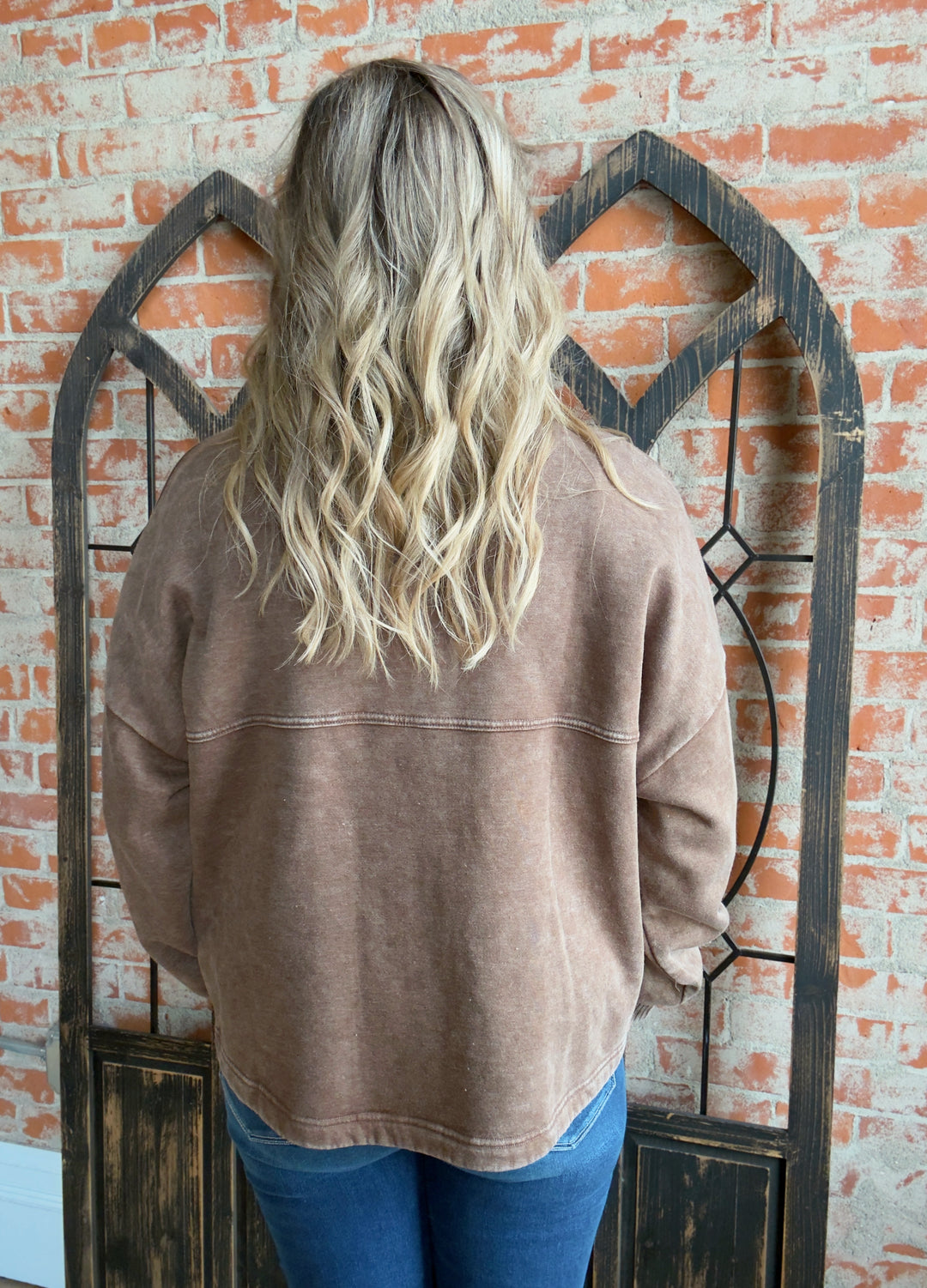 Got It All Down Acid Wash Jacket-Brown