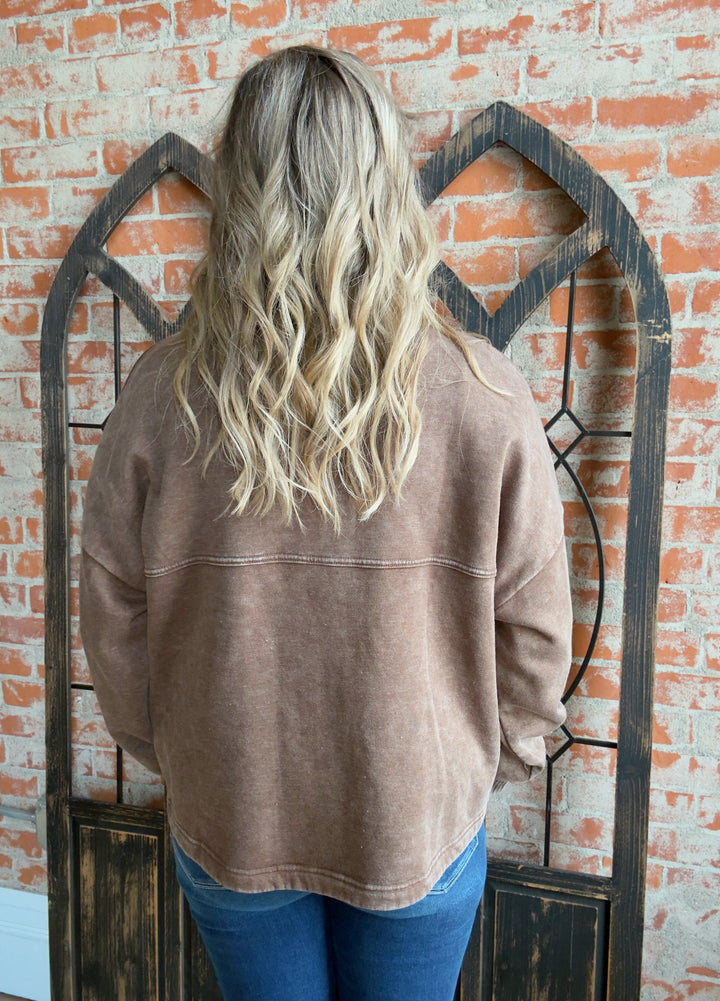 Got It All Down Acid Wash Jacket-Brown