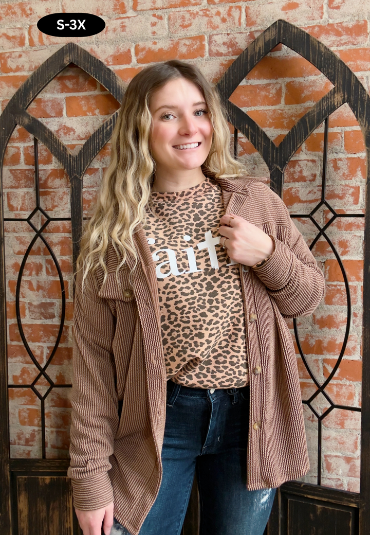 Always #1 Ribbed Shacket-Camel