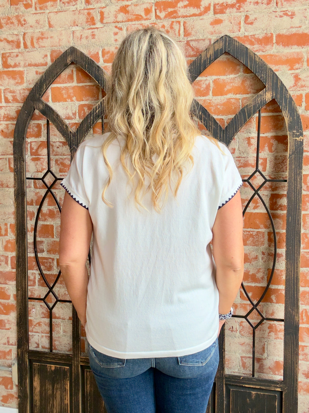 At It Again Stitched Sweater-White