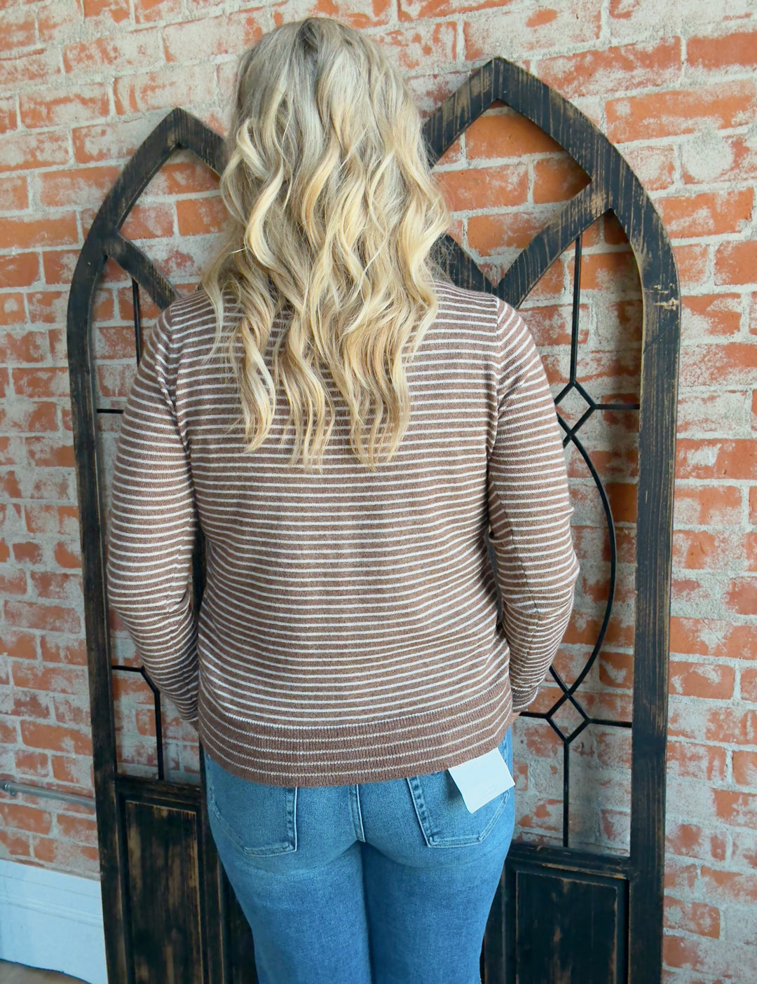 At The Right Time Striped Sweater-Brown
