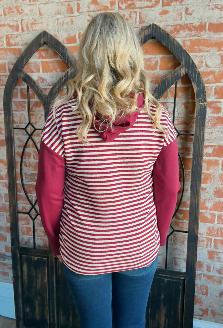 With Memories Made Striped Henley Hoodie