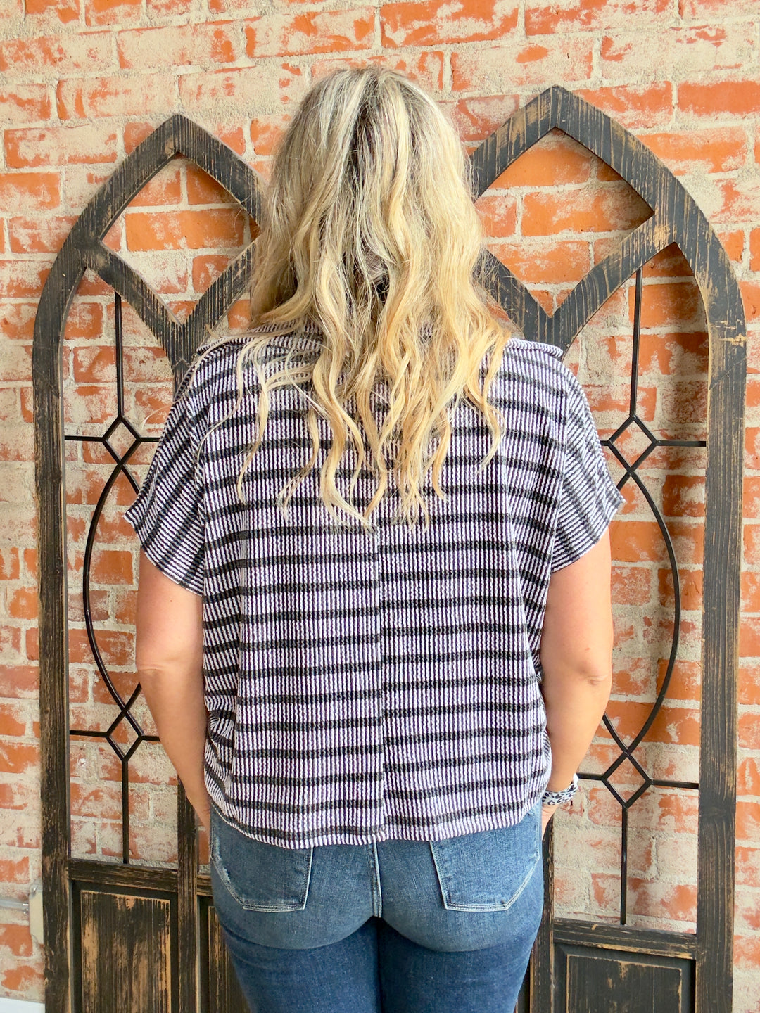 Whisper To Me Striped Collared Tee-2 Colors