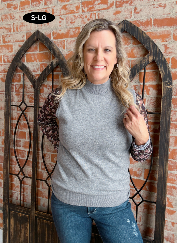 When I Met You Sweater Tank- Grey