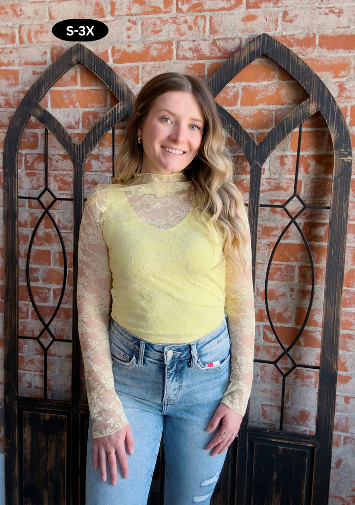 Not Broken Lace Sleeve-Yellow