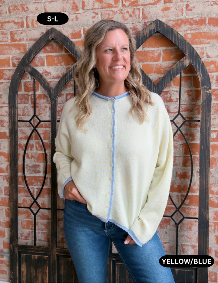Top Of Mind Striped Sweater Cardigan- 4 Colors